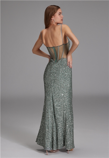 Slipdress mit transparenter Rückenpartie - mint ice 5AG070HK back