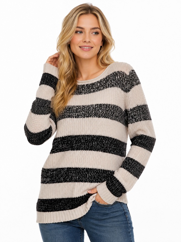 Strickpullover von Hegler Fashion, schwarz/weiß, 025365, Seitenansicht