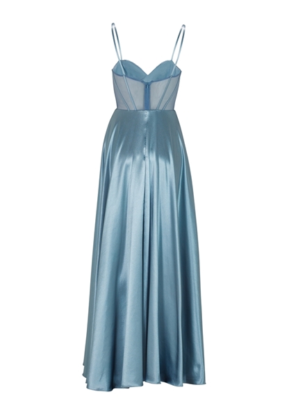 See-through-Corsagenkleid mit Ziersteinen - sky blue 5AG019HK back
