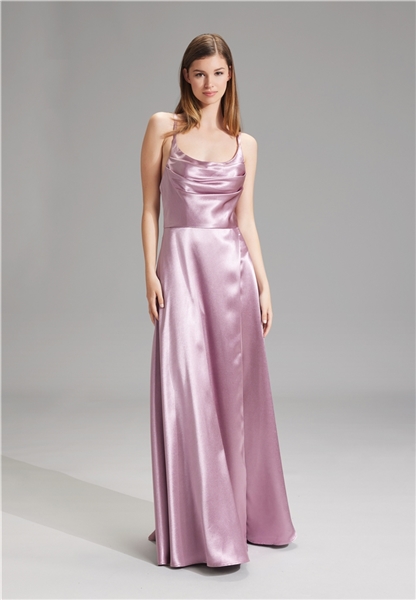 Satin-Abendkleid mit Gehschlitz mauve Style