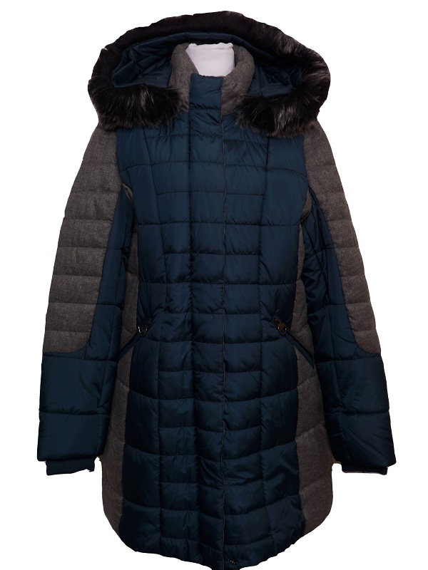 Normann Steppjacke mit abnehmbarer Kapuze und Kunstpelz - blau 6723