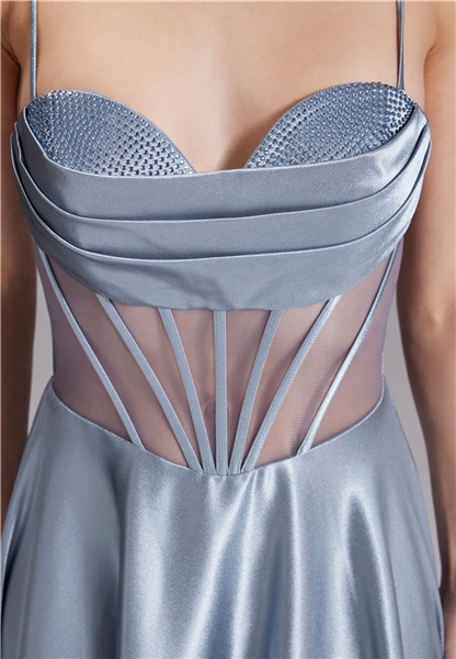 See-through-Corsagenkleid mit Ziersteinen - sky blue 5AG019HK close