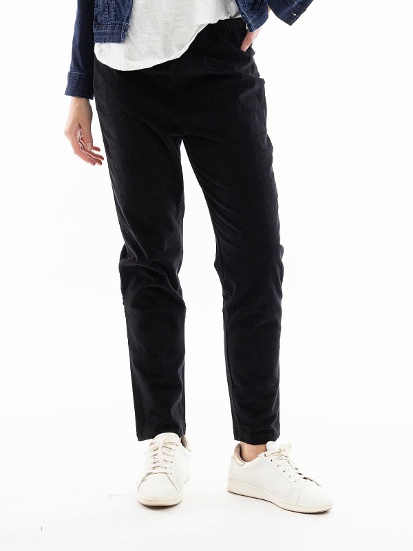 Orientique Cord Solid Jeggings 2681 Black close-up