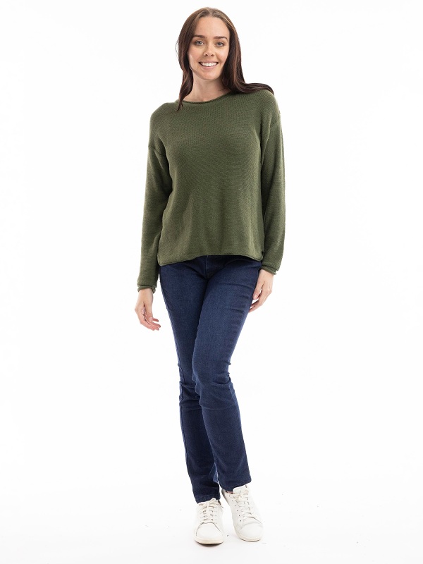Orientique Knit Pullover R-Neck 1300 - Olive