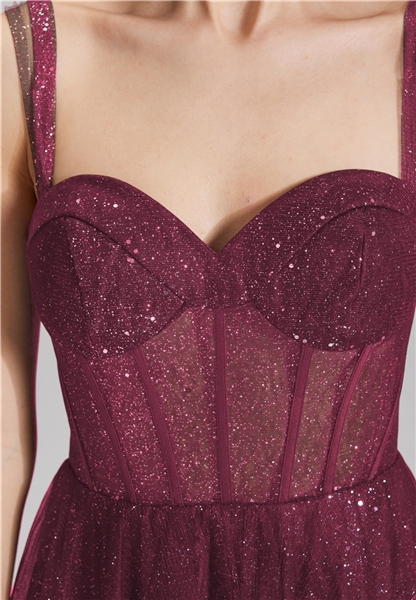 Tüllrobe mit Schimmereffekt - mulberry 5AI122HK close