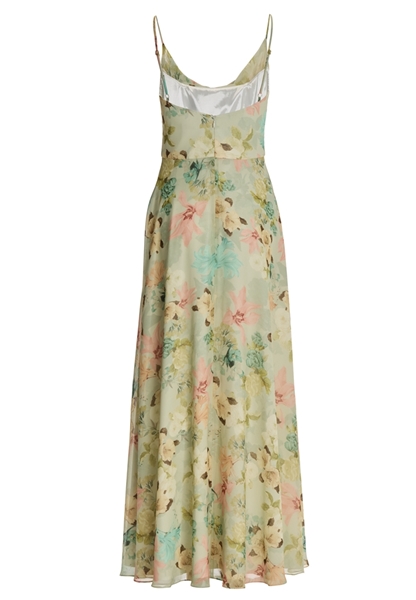  Swing Abendkleid aus floral bedrucktem Chiffon mit Wasserfall-Ausschnitt und Beinschlitz  5AK18400 back