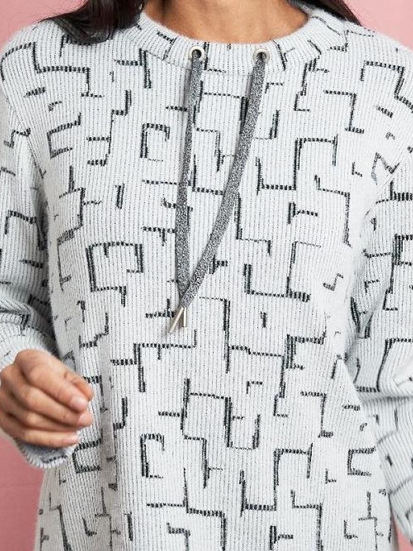 Flauschpullover von Seidel, weiss/grau, made in Germany, Detail