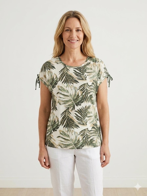 Sommershirt von Anna Menotti, weiss-grün 031548 style