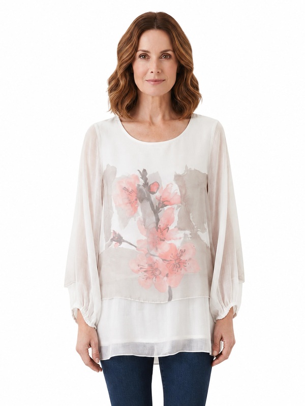Bluse mit floralem Aquarell-Print von Tia 74535 style
