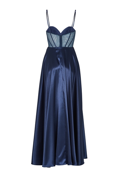 See-through-Corsagenkleid mit Ziersteinen - navy 5AG019HK back