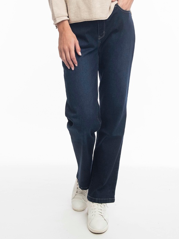 Orientique Denim Wide Leg Jeans 9631 - Dark Denim close-up