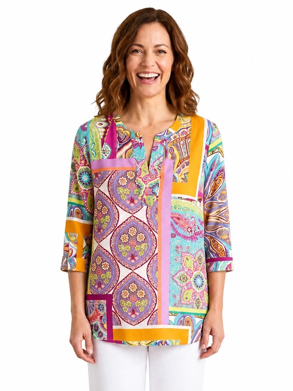 Bluse mit farbenfrohem Patchwork-Print von Sommermann 3991-21 style