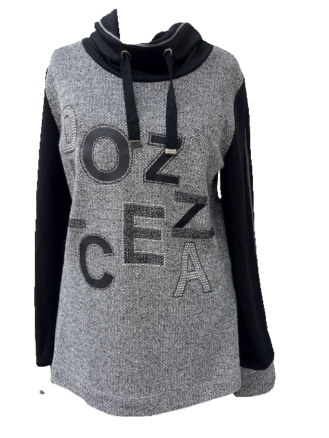 Sweat von Dolcezza, schwarz/silber meliert, 72174