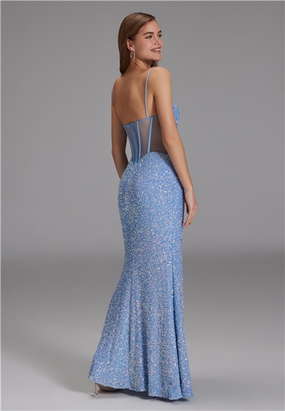 Slipdress mit transparenter Rückenpartie - steel 5AG070HK model back