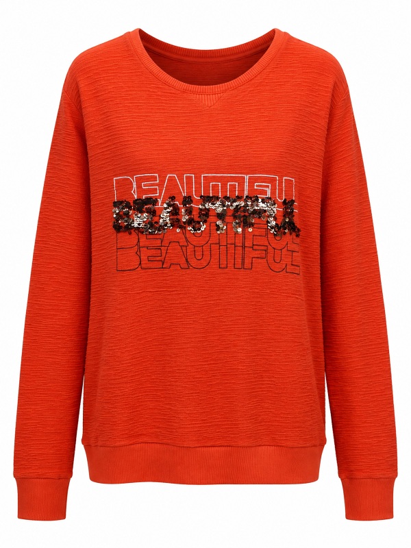 Top Secret Langarm Shirt mit Kängurutasche - orange 220811148