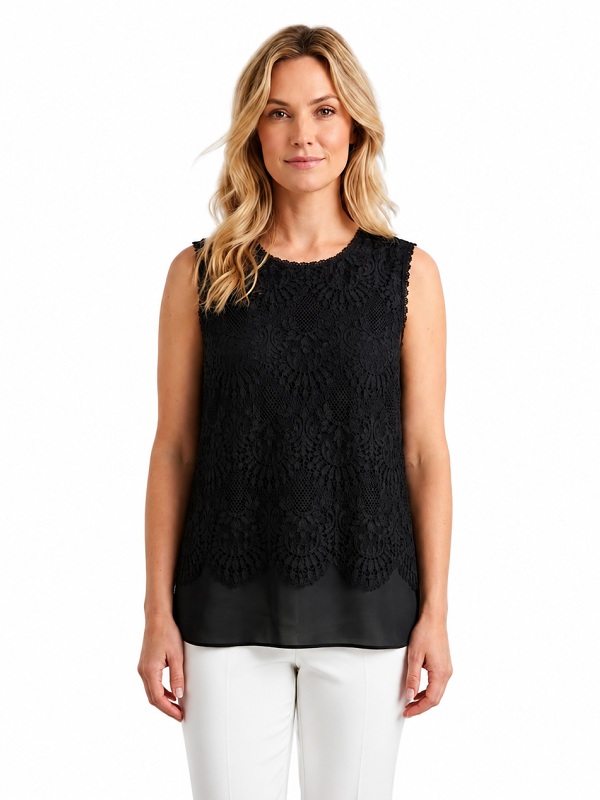 Ärmelloses Spitzentop in Schwarz 31240 style
