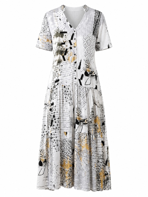Midikleid mit künstlerischem Print von Dolcezza 22656