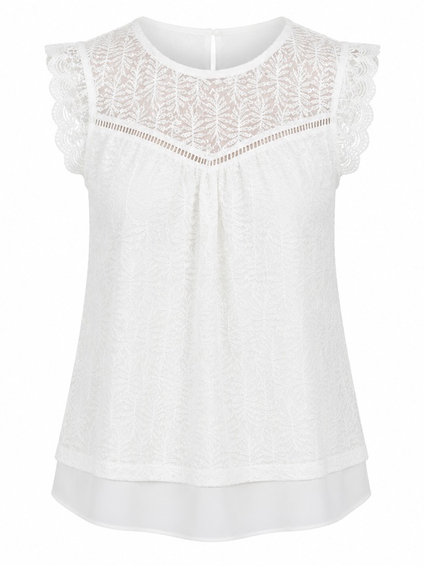 Elegantes Spitzentop in Weiß 73320