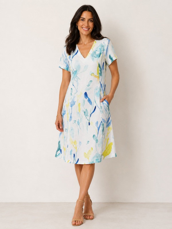 Dolcezza Sommerkleid mit floralem Aquarell-Print R2540 style