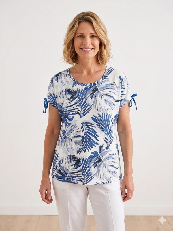 Sommershirt von Anna Menotti, weiss-blau  031548 style