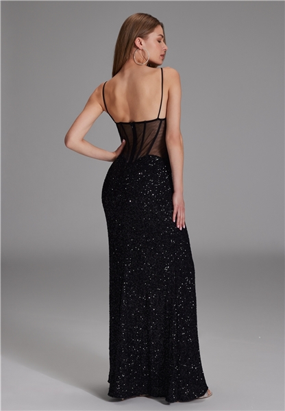 Slipdress mit transparenter Rückenpartie - black 5AG070HK model