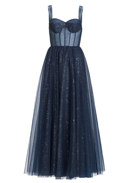 Tüllrobe mit Schimmereffekt - navy 5AI122HK