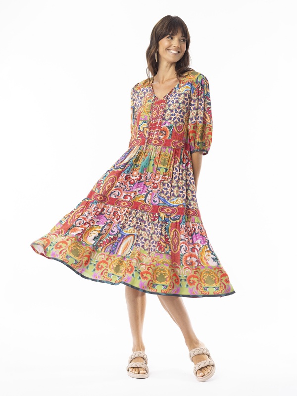 Escape Francesca Dress Elbow Sleeve Print  71565