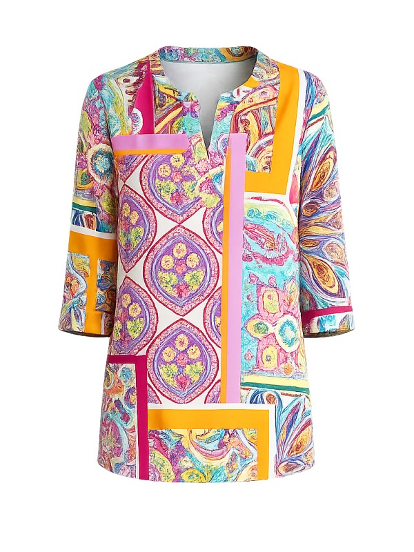 Bluse mit farbenfrohem Patchwork-Print von Sommermann 3991-21