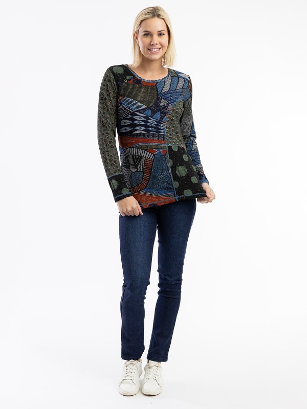 Orientique Bohemian Rhapsody Patch Top 23028