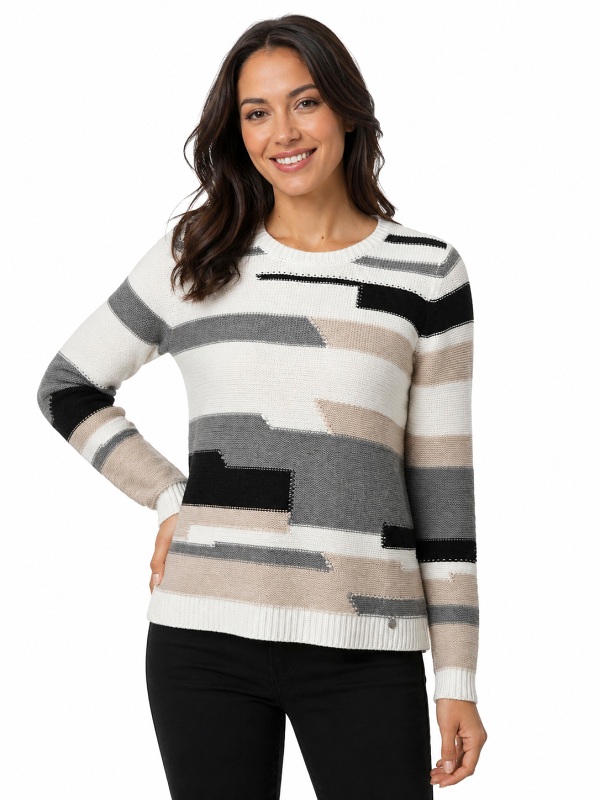 GolleHaug Pullover mit Rundhals und Streifenmuster  02521-11126 close-up