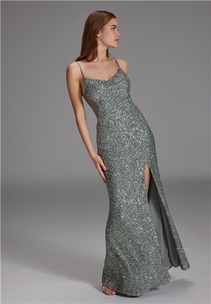 Slipdress mit transparenter Rückenpartie - mint ice 5AG070HK front