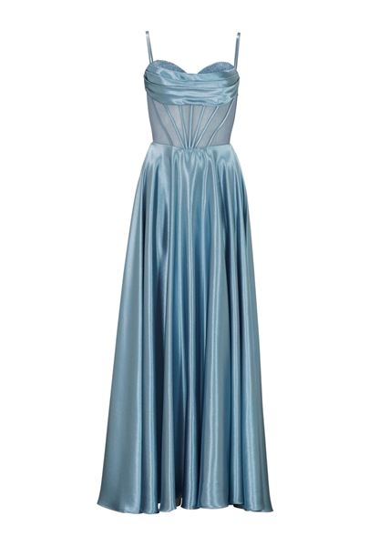 See-through-Corsagenkleid mit Ziersteinen - sky blue 5AG019HK