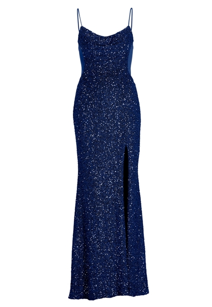 Slipdress mit transparenter Rückenpartie - navy 5AG070HK 