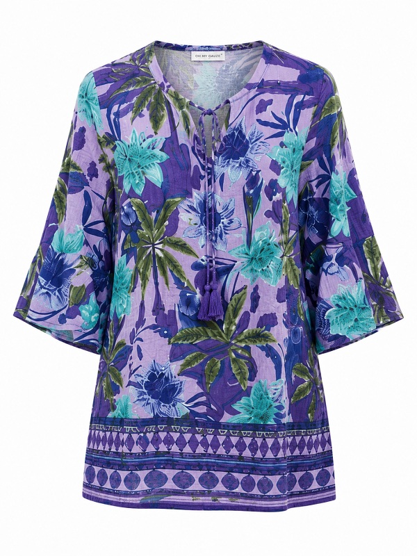 Bluse one summer Orientique mit floralem Alloverprint DW53J