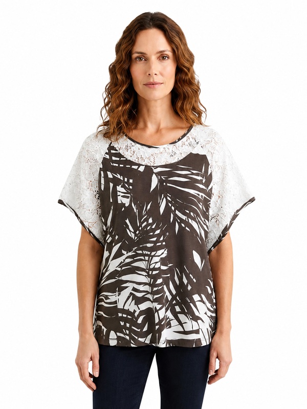 Habella Shirt mit Blätter-Print 54983 style
