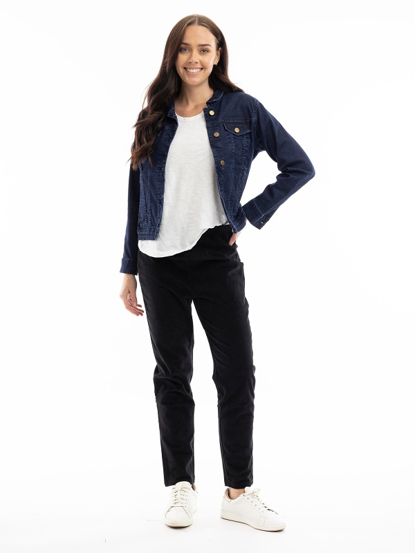 Orientique Cord Solid Jeggings 2681 Black