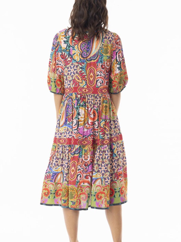 Escape Francesca Dress Elbow Sleeve Print  71565 back