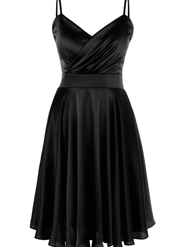 Satinkleid New Gol 13840-2 schwarz 2