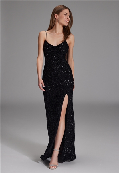 Slipdress mit transparenter Rückenpartie - black 5AG070HK front