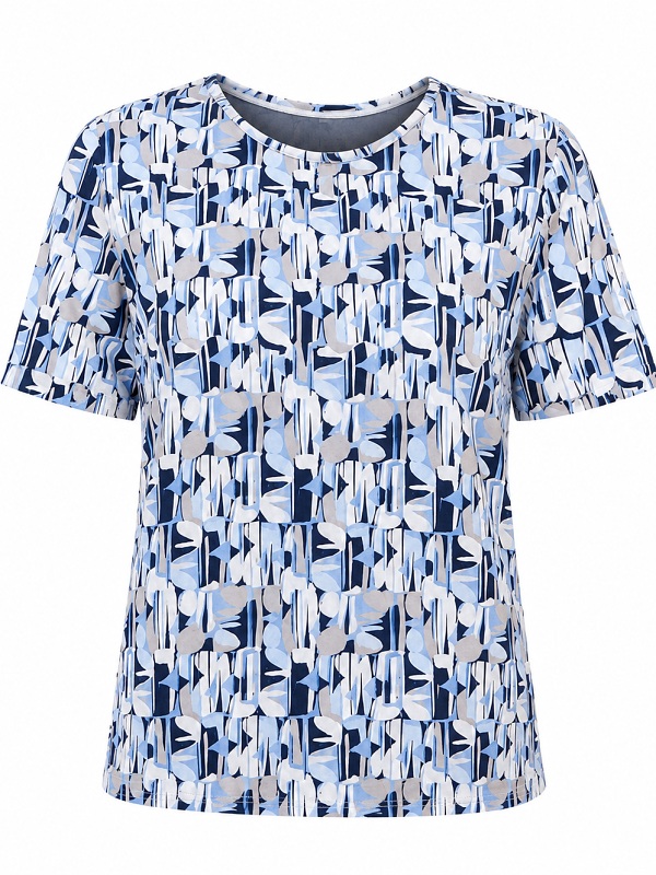 Shirt von LEBEK  Alloverprint weißblau 77210052