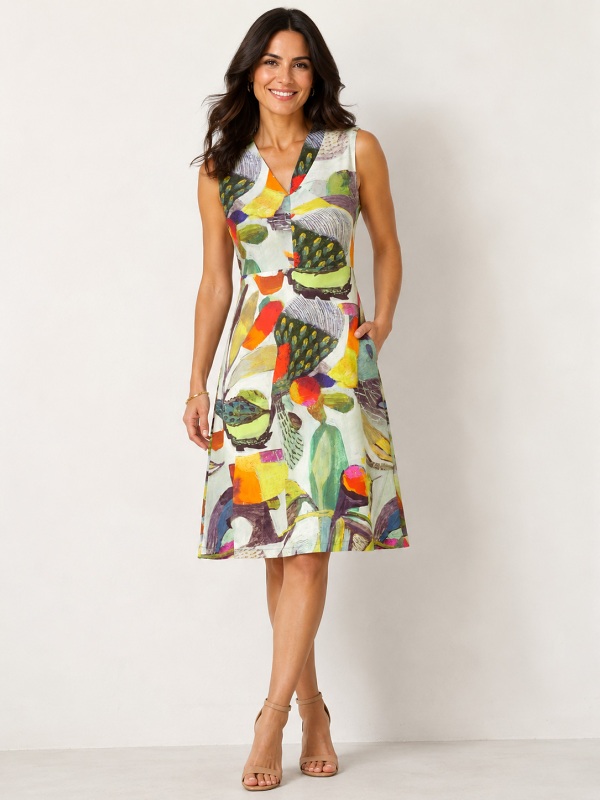 Dolcezza Kleid mit modernem Kunst-Print 2508 style