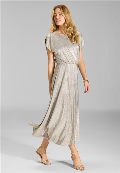 Swing Kleid in Glanz-Optik in gold 5AB0300 Front