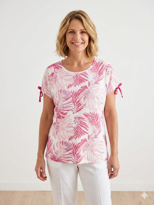 Sommershirt von Anna Menotti, weiss-pink 031548 style