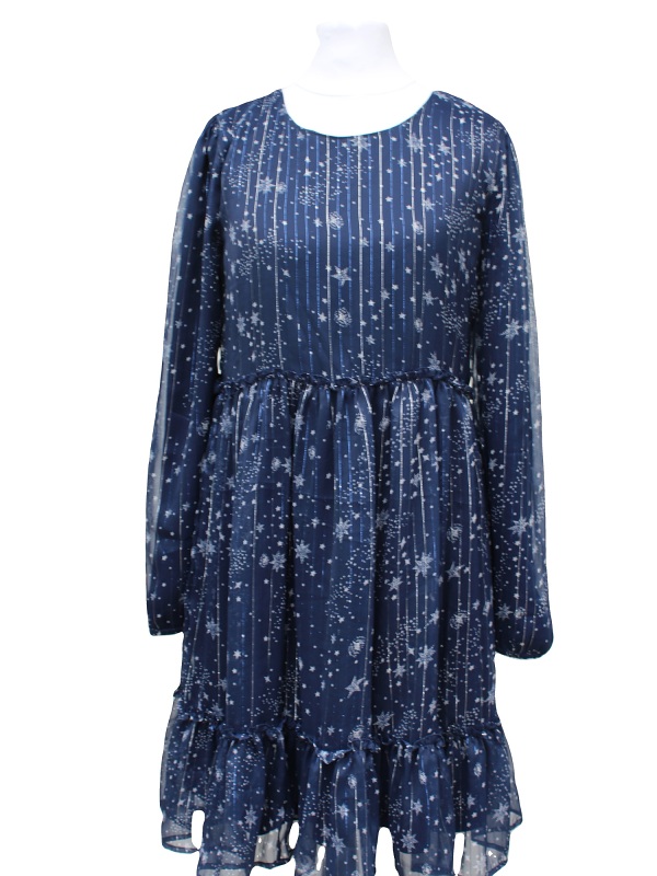  Mädchenkleid happy girls, navy mit Silberdruck, 923185