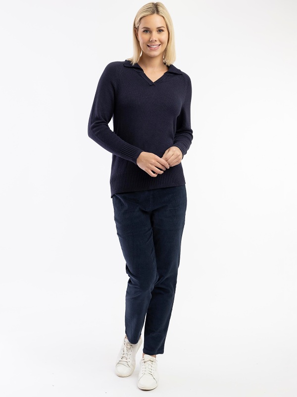 Orientique Cord Solid Jeggings 2681 Navy