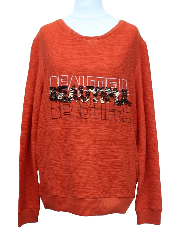 Top Secret Langarm Shirt mit Kängurutasche - orange 220811148