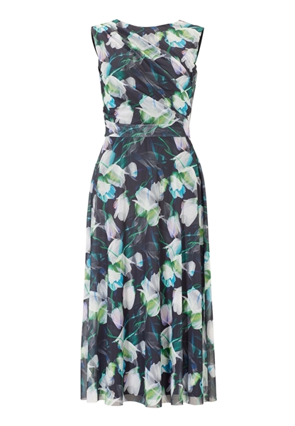 Swing Kleid aus bedrucktem Mesh 5AE10500Swing Kleid aus bedrucktem Mesh 5AE10500