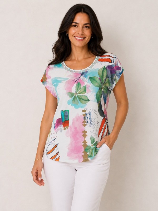 Dolcezza Shirt mit modernem Print-Mix D2502 style