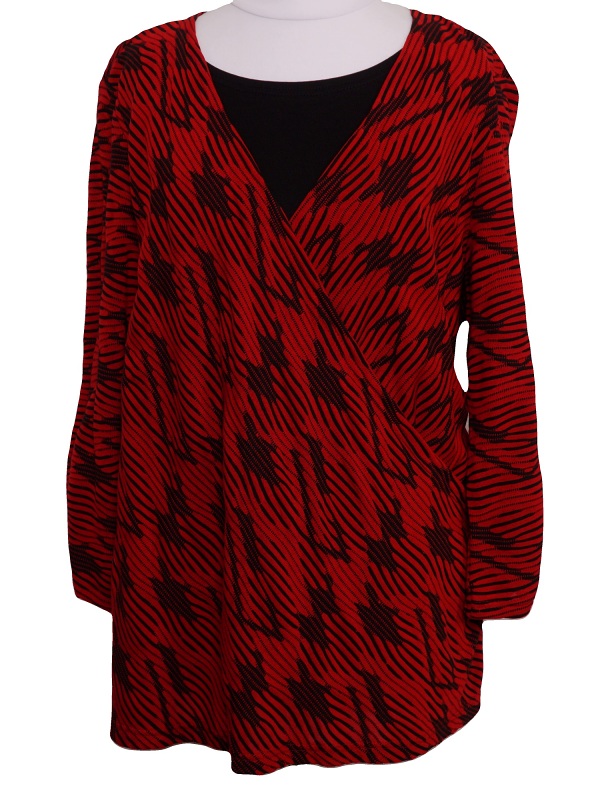 Blusenshirt von Seidel, rot/schwarz, W3064