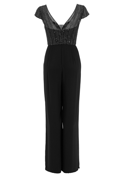Jumpsuit mit Stickerei und kleinem Aermelansatz - black 3AI012HK back
